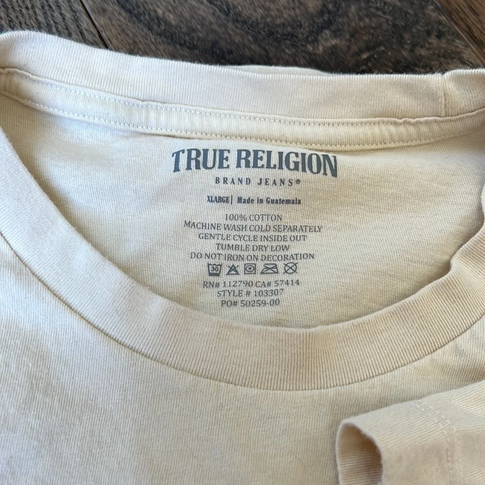 True Religion Cream Short Sleeve Tee XL men’s juniors streetwear sale euc